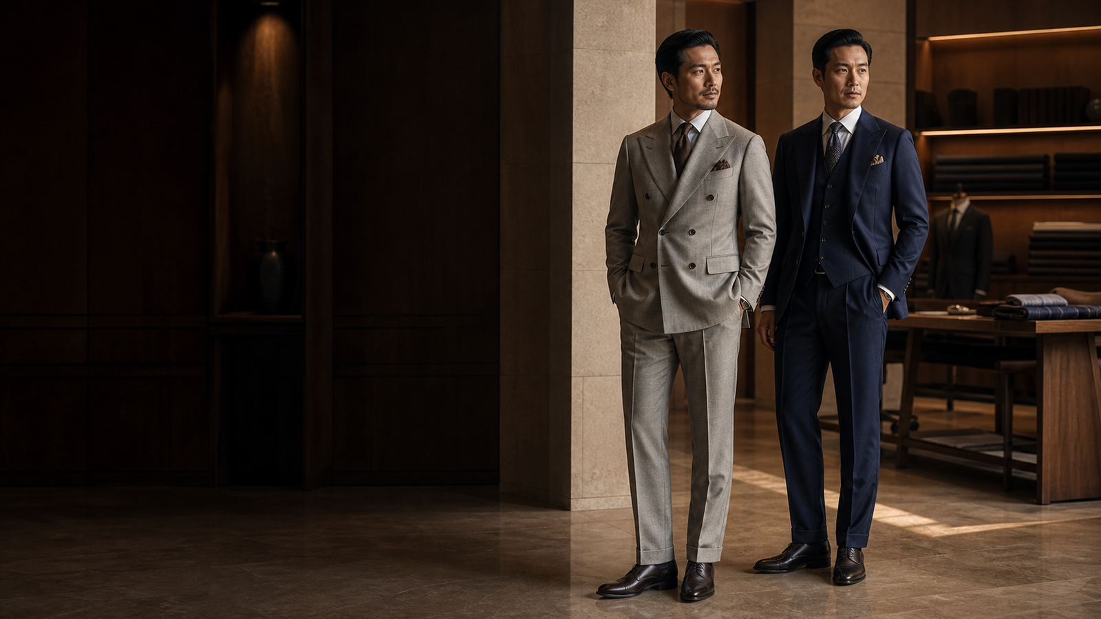 ILB client in a tailored navy business suit